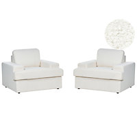 Set of 2 Boucle Armchairs White ALLA