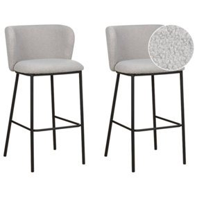 Set of 2 Boucle Bar Chairs Grey MINA