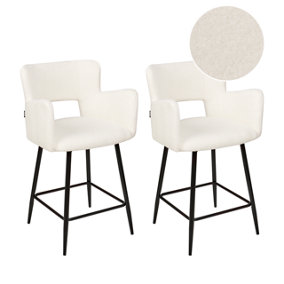 Set of 2 Boucle Bar Chairs White SANILAC