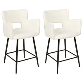 Set of 2 Boucle Bar Chairs White SANILAC