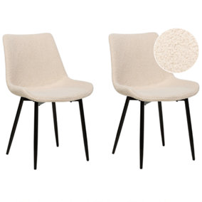 Set of 2 Boucle Dining Chairs Beige AVILLA
