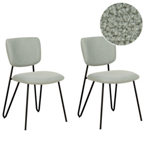 Set of 2 Boucle Dining Chairs Light Green NELKO