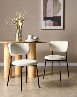 Set of 2 Boucle Dining Chairs Off-White CASEY