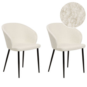 Set of 2 Boucle Dining Chairs Off-White MASON