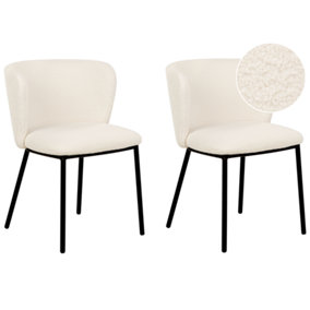 Set of 2 Boucle Dining Chairs Off-White MINA