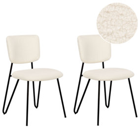 Set of 2 Boucle Dining Chairs Off-White NELKO