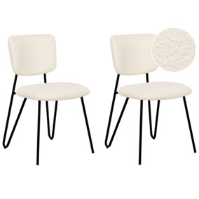 Set of 2 Boucle Dining Chairs Off-White NELKO