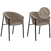 Set of 2 Boucle Dining Chairs Taupe AMES