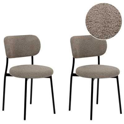 Set of 2 Boucle Dining Chairs Taupe CASEY | DIY at B&Q