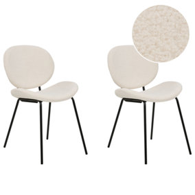 Set of 2 Boucle Dining Chairs White LUANA