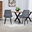 Set of 2 Bovino Velvet Fabric Dining Chairs - Grey