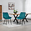 Set of 2 Bovino Velvet Fabric Dining Chairs - Teal