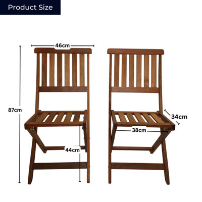 Set of 2 Bowness Outdoor Garden Patio Wooden Folding Chairs - 7