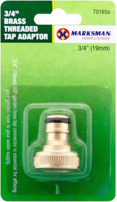 Set Of 2 Brass Hose Tap Connector 3/4 Inch Threaded Garden Water Pipe ...