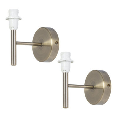 Set of 2 Brea - Antique Brass Wall Light Fittings Only