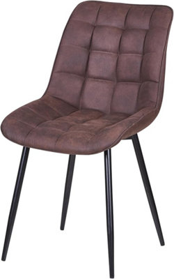 Set of 2 Brown Suede Effect Dining Chairs Plush Padded Upholstered Accent Chair - Alba by MCC