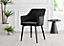 Set of 2 Calla Black Deep Padded High Arm Soft Touch Stitched Velvet Black Powder Coated Leg Dining Chairs