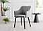 Set of 2 Calla Elephant Grey Deep Padded High Arm Soft Touch Stitched Velvet Black Powder Coated Leg Dining Chairs