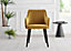 Set of 2 Calla Mustard Yellow Deep Padded High Arm Soft Touch Stitched Velvet Black Powder Coated Leg Dining Chairs