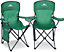 Set of 2 Camping Chair Lightweight Folding Portable with Cup Holder Side Pocket - Green