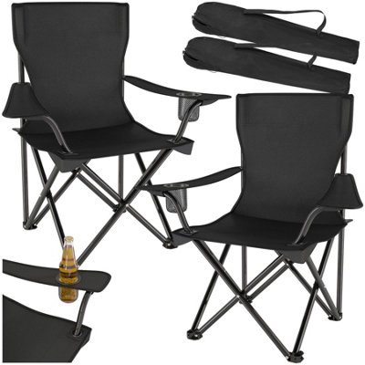 Set of 2 Camping Chairs Gil - foldable, with cup holder - black