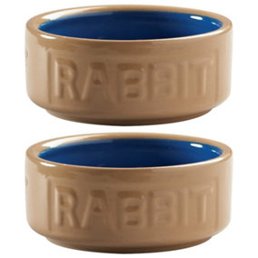 Set of 2 Cane & Blue Rabbit Bowl 13cm