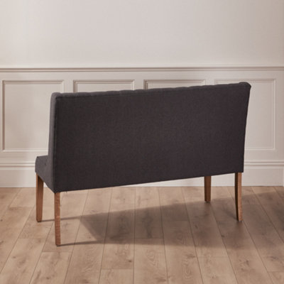 Set of 2 Cannes Button Kitchen Furniture Bench Dining Chair - Charcoal
