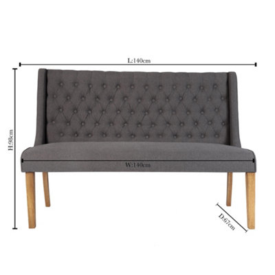 Set of 2 Cannes Button Kitchen Furniture Bench Dining Chair - Charcoal