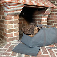 Set of 2 Canvas Log Carrier Firewood Bags in French Grey