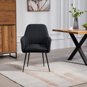 Set of 2 Carrara Fabric Dining Chairs - Black