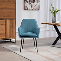 Set of 2 Carrara Fabric Dining Chairs - Teal