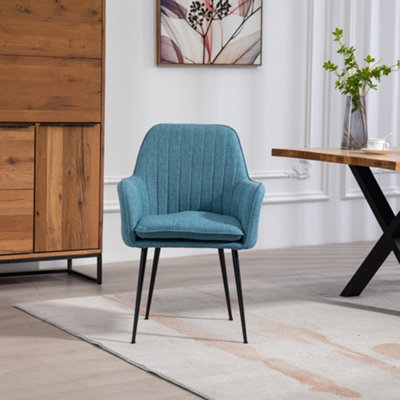 Set of 2 Carrara Fabric Dining Chairs - Teal