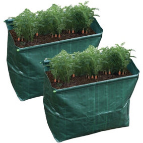 Set of 2 Carrot Planter Grow Bags - Indoor Home or Outdoor Garden Extra Deep Planting Bag with Drainage Hole - H40 x W45 x D27cm