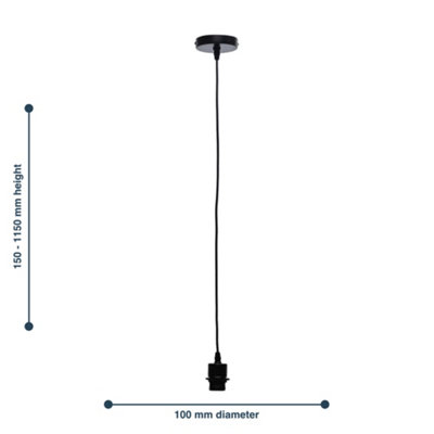 Set of 2 Cassidy - Black Ceiling Pendant Flex Kits for Easy Fit Shades