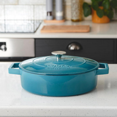 Set of 2 Cast Iron Casserole Dishes 26cm & 28cm / 4.3L & 5.8L - Oven ...