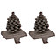 Set of 2 Cast Iron Pine Cone Stocking Holders