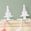 Set of 2 Cast Iron White Christmas Tree Stocking Holders