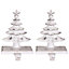 Set of 2 Cast Iron White Christmas Tree Stocking Holders