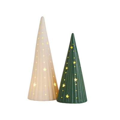 Set of 2 Ceramic Cone Tree lights