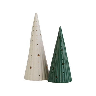 Set of 2 Ceramic Cone Tree lights