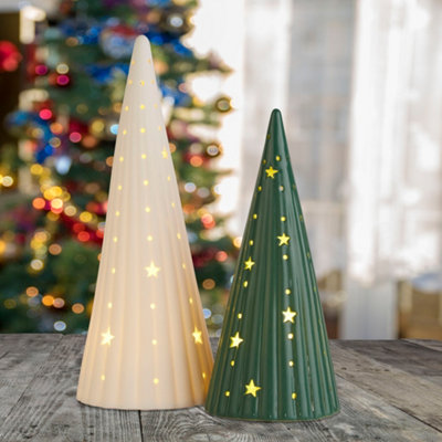 Set of 2 Ceramic Cone Tree lights