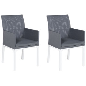 Set of 2 Chairs Fabric Dark Grey BACOLI