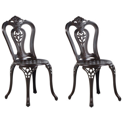 Set of 2 Chairs Metal Dark Brown BOVINO