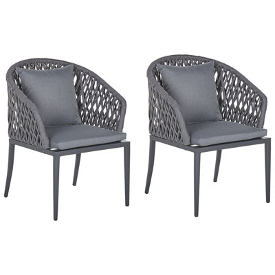 Set of 2 Chairs Metal Grey LIPARI