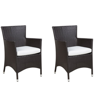 Set of 2 Chairs PE Rattan Dark Brown ITALY