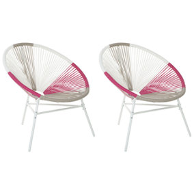 Set of 2 Chairs PE Rattan Fuchsia Pink ACAPULCO