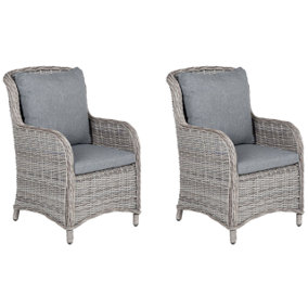 Set of 2 Chairs PE Rattan Grey CASCAIS