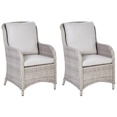 Set of 2 Chairs PE Rattan Taupe CASCAIS