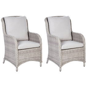 Set of 2 Chairs PE Rattan Taupe CASCAIS