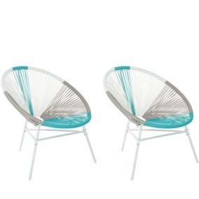 Set of 2 Chairs PE Rattan White ACAPULCO